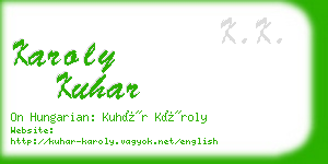 karoly kuhar business card